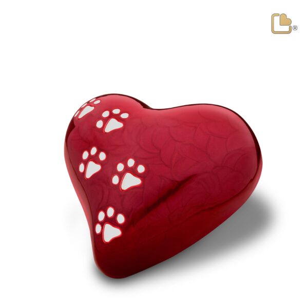 Large Heart Pet Urn Pearl Red & Brushed Pewter - Image 3