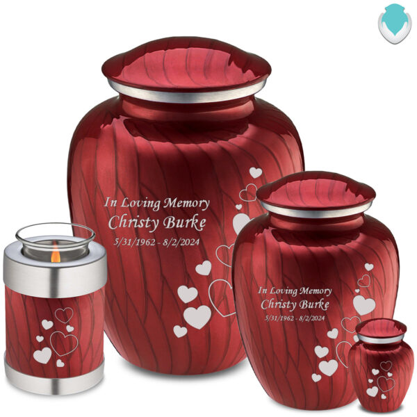 Adult Embrace Pearl Candy Red Floating Heart Cremation Urn - Image 4