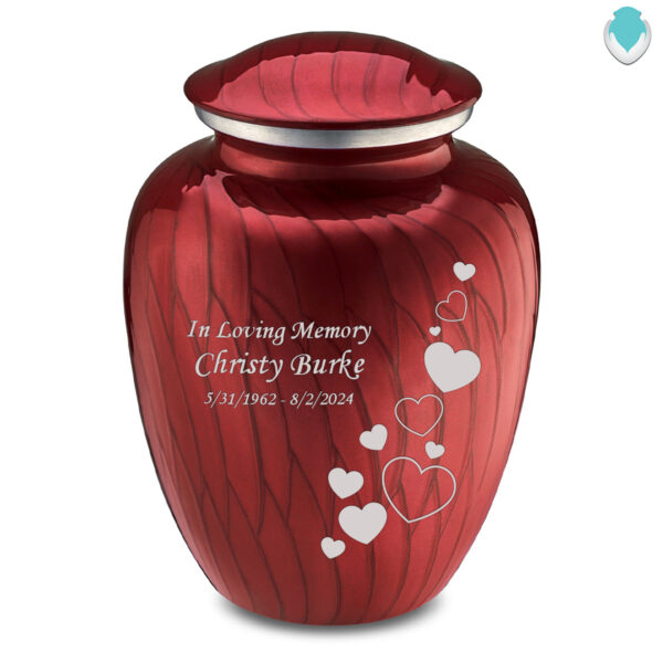 Adult Embrace Pearl Candy Red Floating Heart Cremation Urn - Image 3