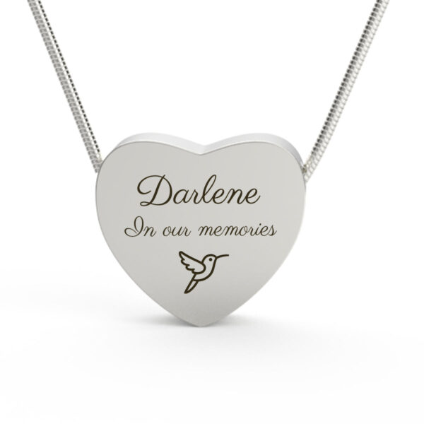 Custom Engraved Memorial Silver Heart Pendan