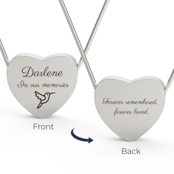 Custom Engraved Memorial Silver Heart Pendan - Image 4