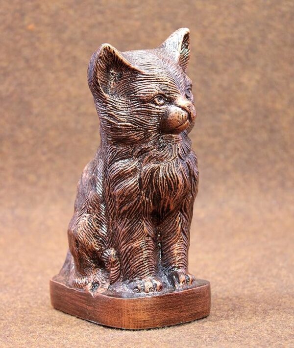 ESPLANADE- Cat kitten shape cremation urn | Memorial Human Ashes Container Jar Pot | Burial Funeral Urns | Copper- Size - 9 inches. - Image 4