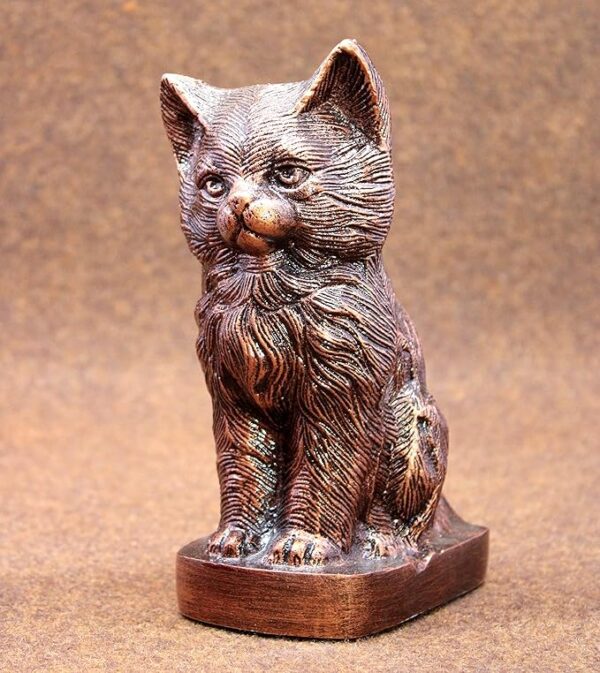 ESPLANADE- Cat kitten shape cremation urn | Memorial Human Ashes Container Jar Pot | Burial Funeral Urns | Copper- Size - 9 inches. - Image 2