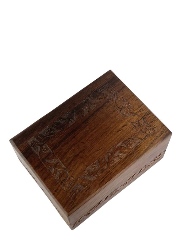 Wooden Urn Box - Urn for Human Ashes Funeral Cremation Urn with Hand Carved Design (Small) - Image 2