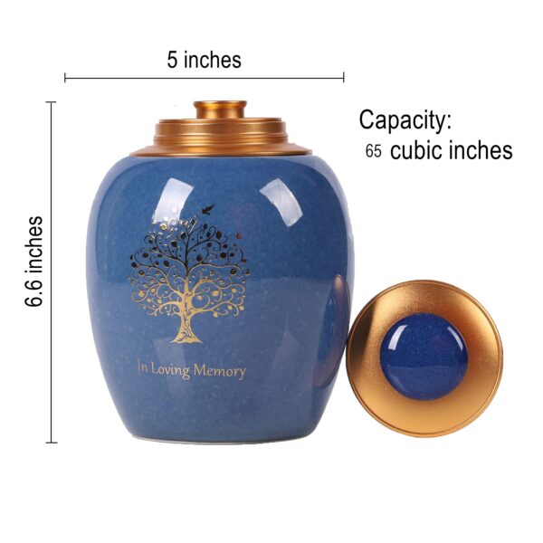Medium Urn for Human Ashes - Tree o Life Handicrafted Cremation Urn - Small Urn Made of Ceramic - Hold 65 Cubic inches Human or Pet Ashes - Image 4