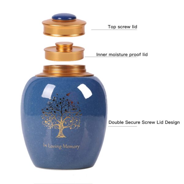 Medium Urn for Human Ashes - Tree o Life Handicrafted Cremation Urn - Small Urn Made of Ceramic - Hold 65 Cubic inches Human or Pet Ashes - Image 3