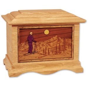 Skiing Home Wood Urn