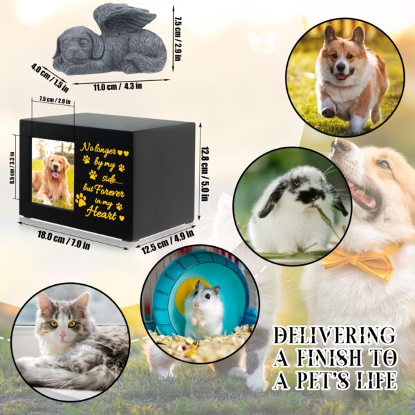 Pet Urns for Ashes, Large Wooden Pet Urns for Dog or Cat Ashes with Dog Angel, Memorial Keepsake Memory Box with Photo Frame, Loss Pet Sympathy Remembrance Gift (Large - Forever) - Image 4