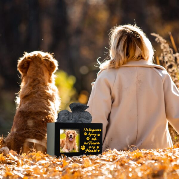 Pet Urns for Ashes, Large Wooden Pet Urns for Dog or Cat Ashes with Dog Angel, Memorial Keepsake Memory Box with Photo Frame, Loss Pet Sympathy Remembrance Gift (Large - Forever) - Image 3