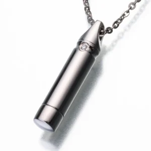 titanium cylinder w/ crystal chip pendant