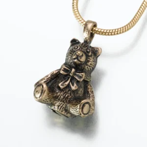 bronze antique teddy bear pendant