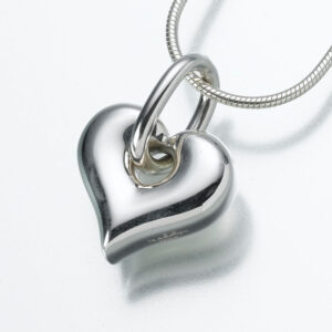sterling silver puff heart pendant with loop cremation jewelry