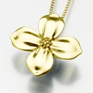 Home gold vermeil dogwood blossom pendant cremation jewelry