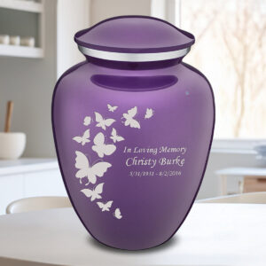 adult embrace purple butterfly cremation urn