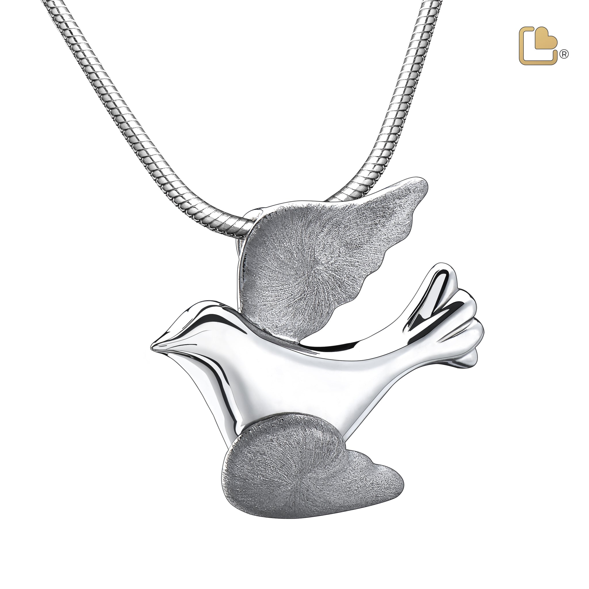 flying dove two tone rhodium plated sterling silver cremation pendant flying dove two tone rhodium plated sterling silver cremation pendant