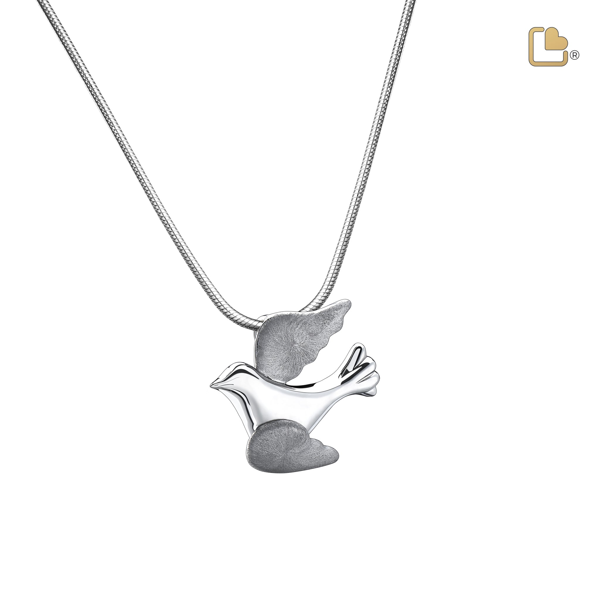 flying dove two tone rhodium plated sterling silver cremation pendant flying dove two tone rhodium plated sterling silver cremation pendant
