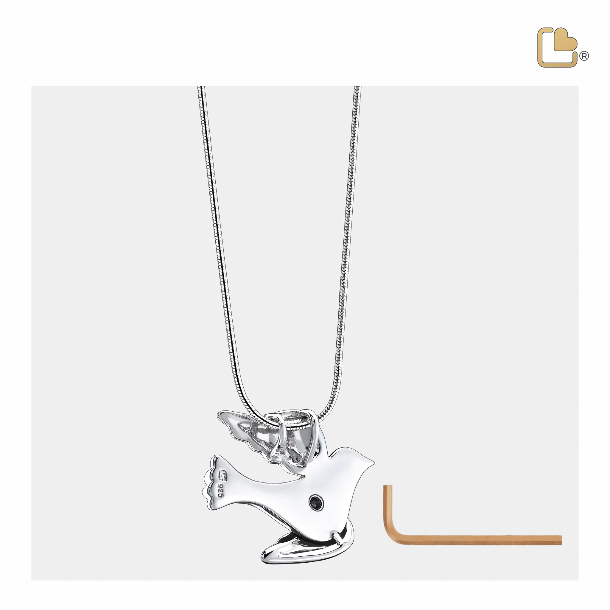 flying dove two tone rhodium plated sterling silver cremation pendant flying dove two tone rhodium plated sterling silver cremation pendant
