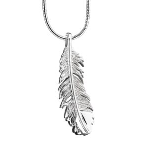 feather sterling silver cremation pendant