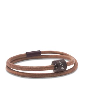 cognac & black tadblu smooth leather men’s cremation bead bracelet