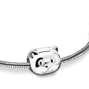 cat rhodium plated sterling silver cremation bracelet bead