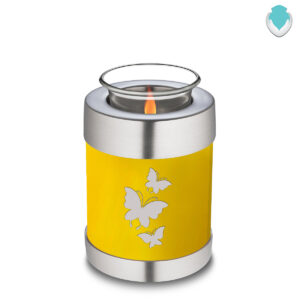 candle holder embrace yellow butterfly cremation urn