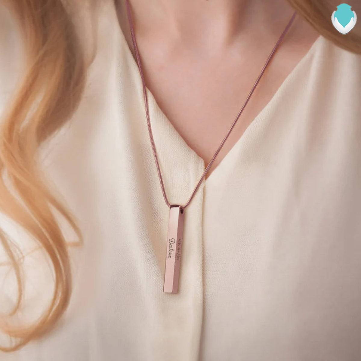 four side engraved memorial rose gold bar pendant four side engraved memorial rose gold bar pendant