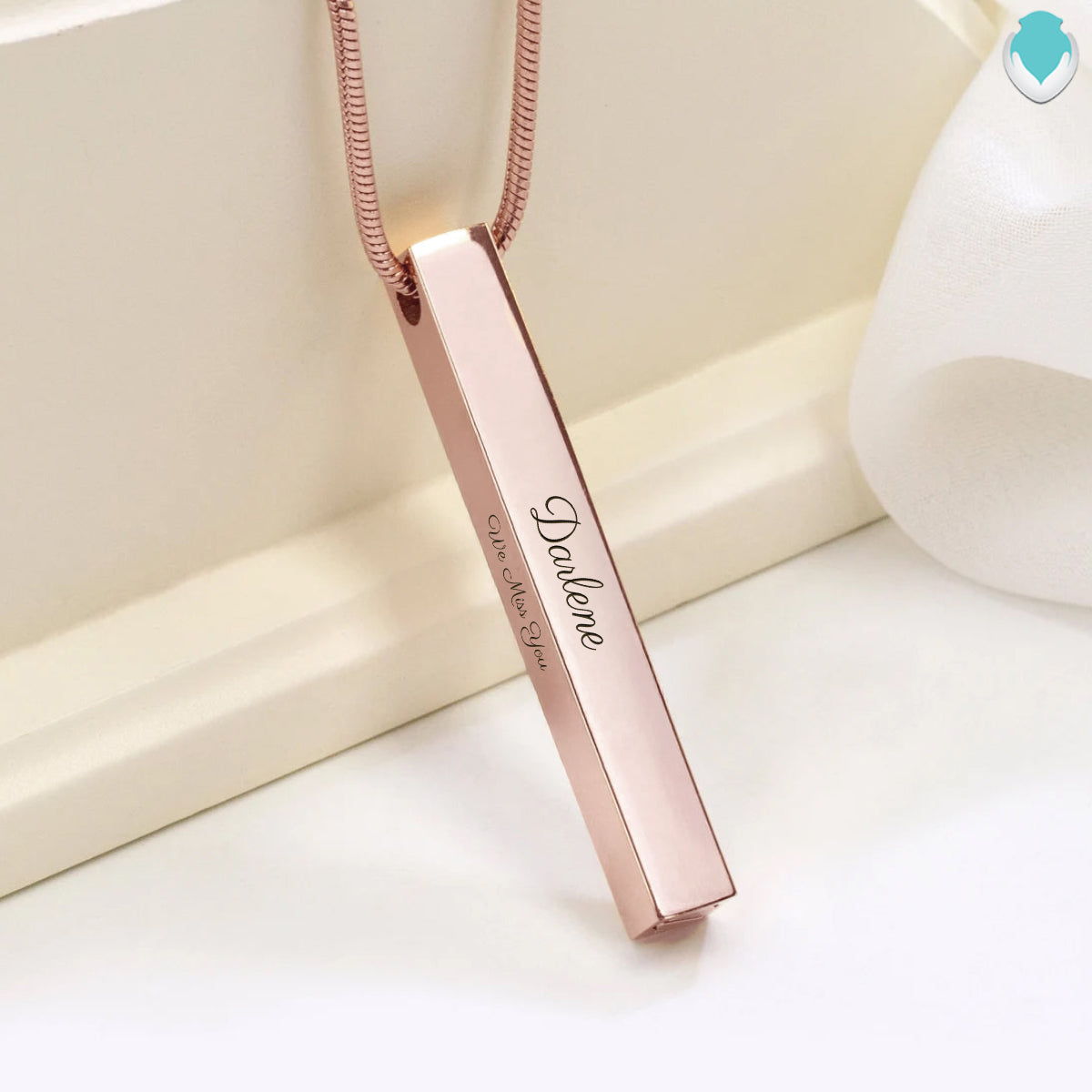 four side engraved memorial rose gold bar pendant four side engraved memorial rose gold bar pendant