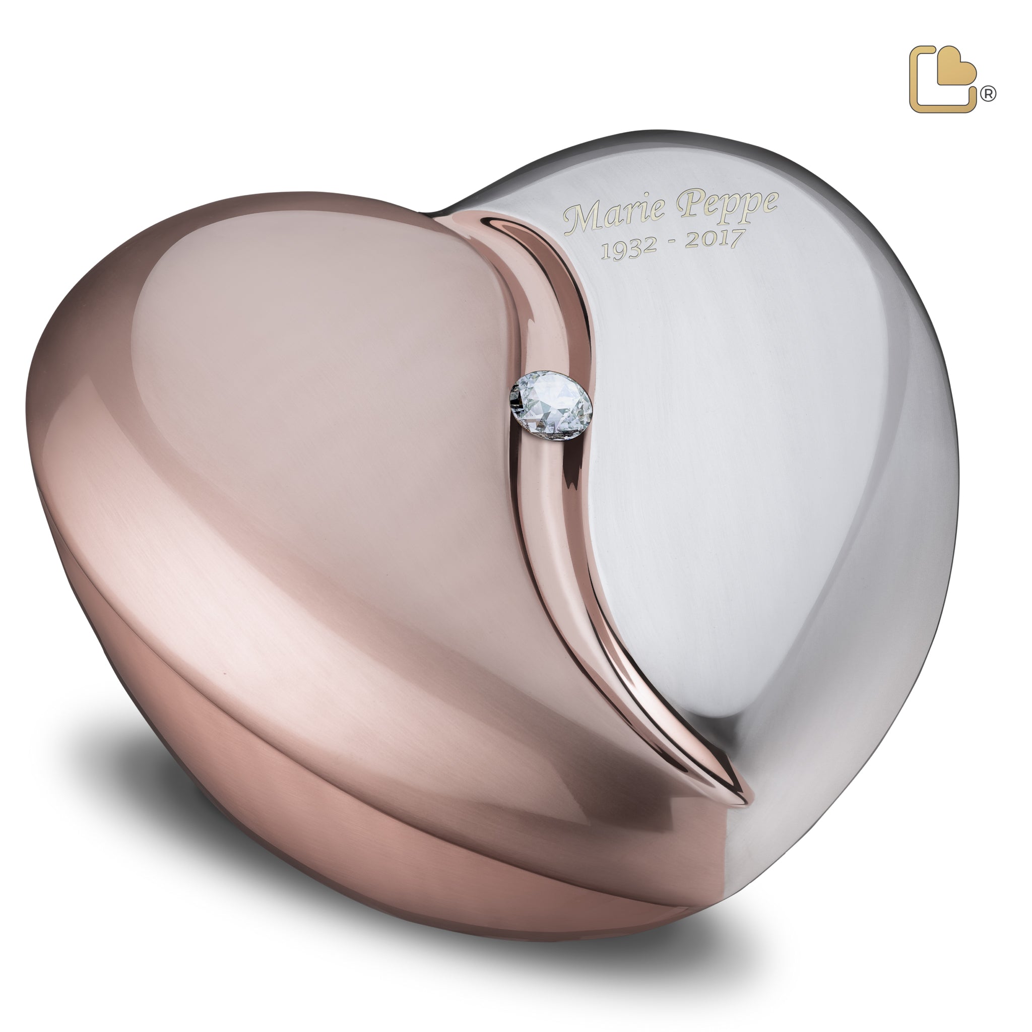 heartfelt standard adult urn brushed rose gold with crystal heartfelt standard adult urn brushed rose gold with crystal