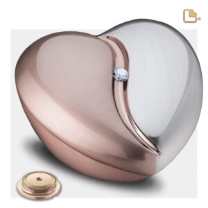 heartfelt standard adult urn brushed rose gold with crystal