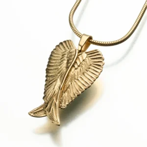 gold vermeil angel wings pendant cremation jewelry