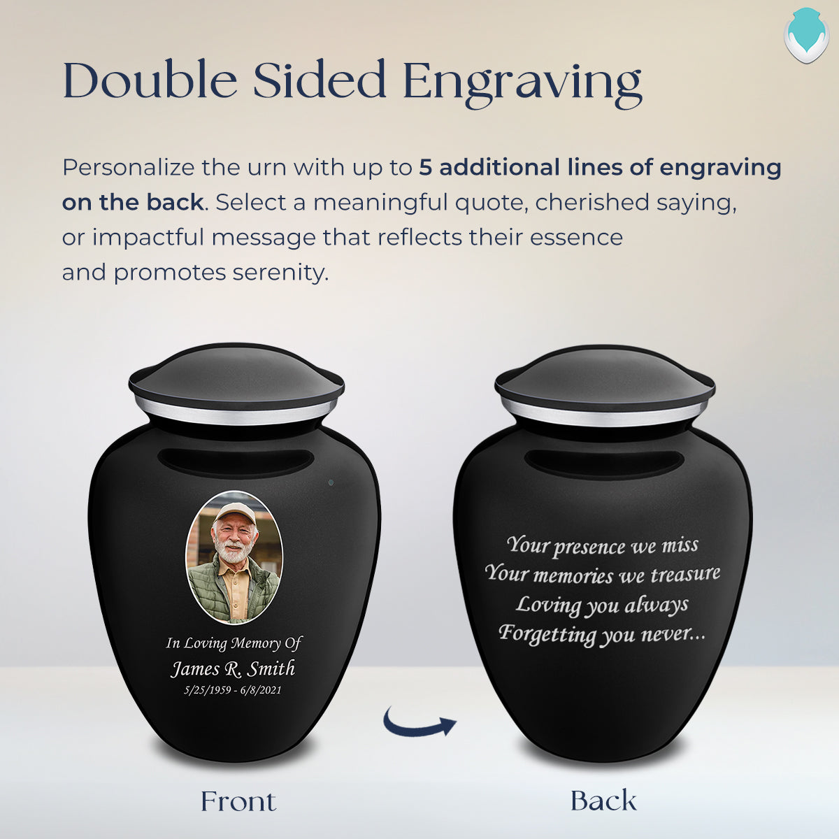 adult embrace black portrait cremation urn adult embrace black portrait cremation urn