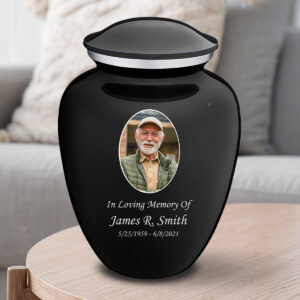 adult embrace black portrait cremation urn