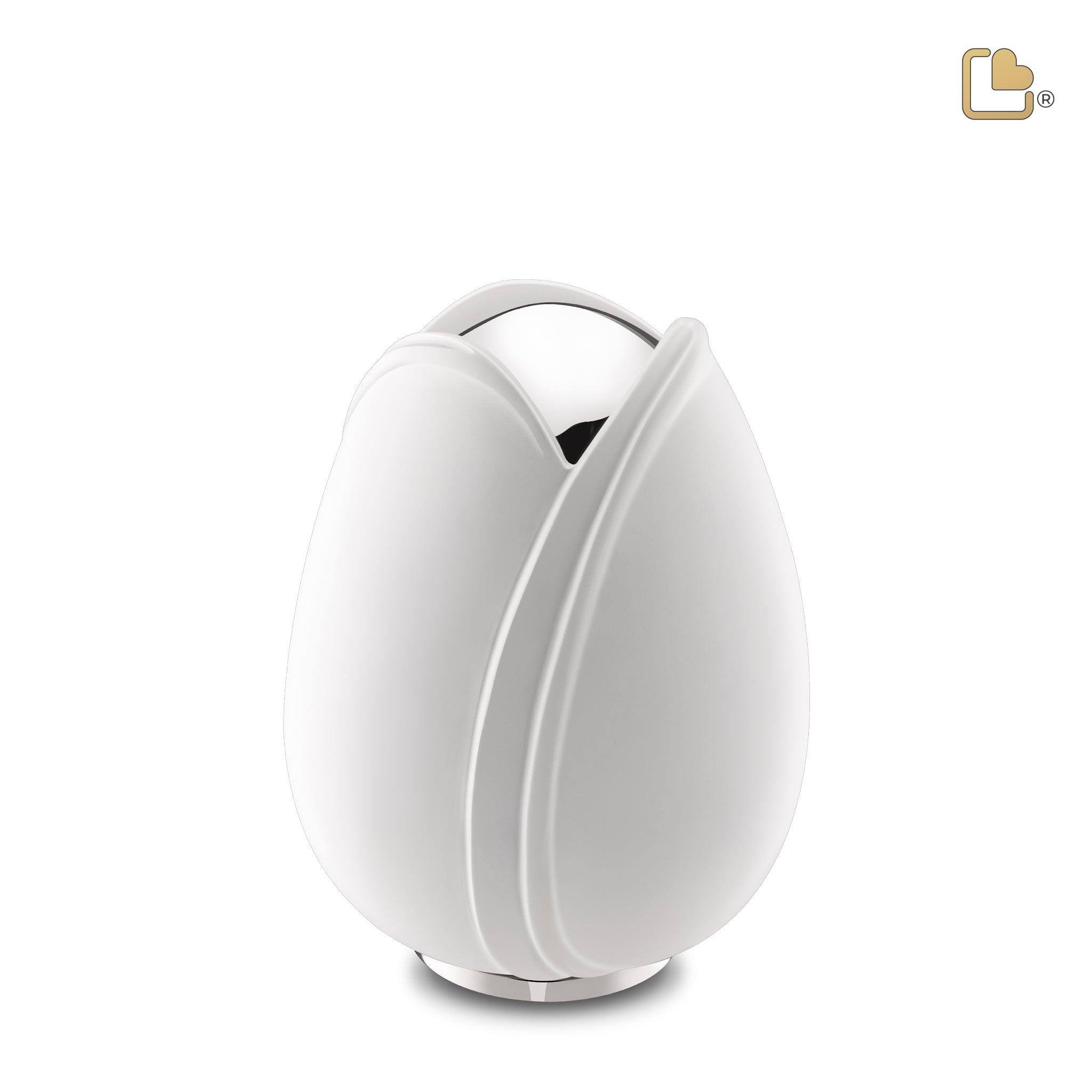 tulip medium urn white & polished silver tulip medium urn white & polished silver