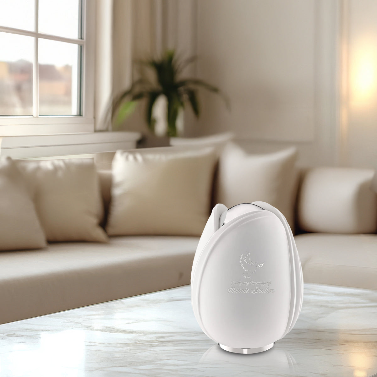 tulip medium urn white & polished silver tulip medium urn white & polished silver