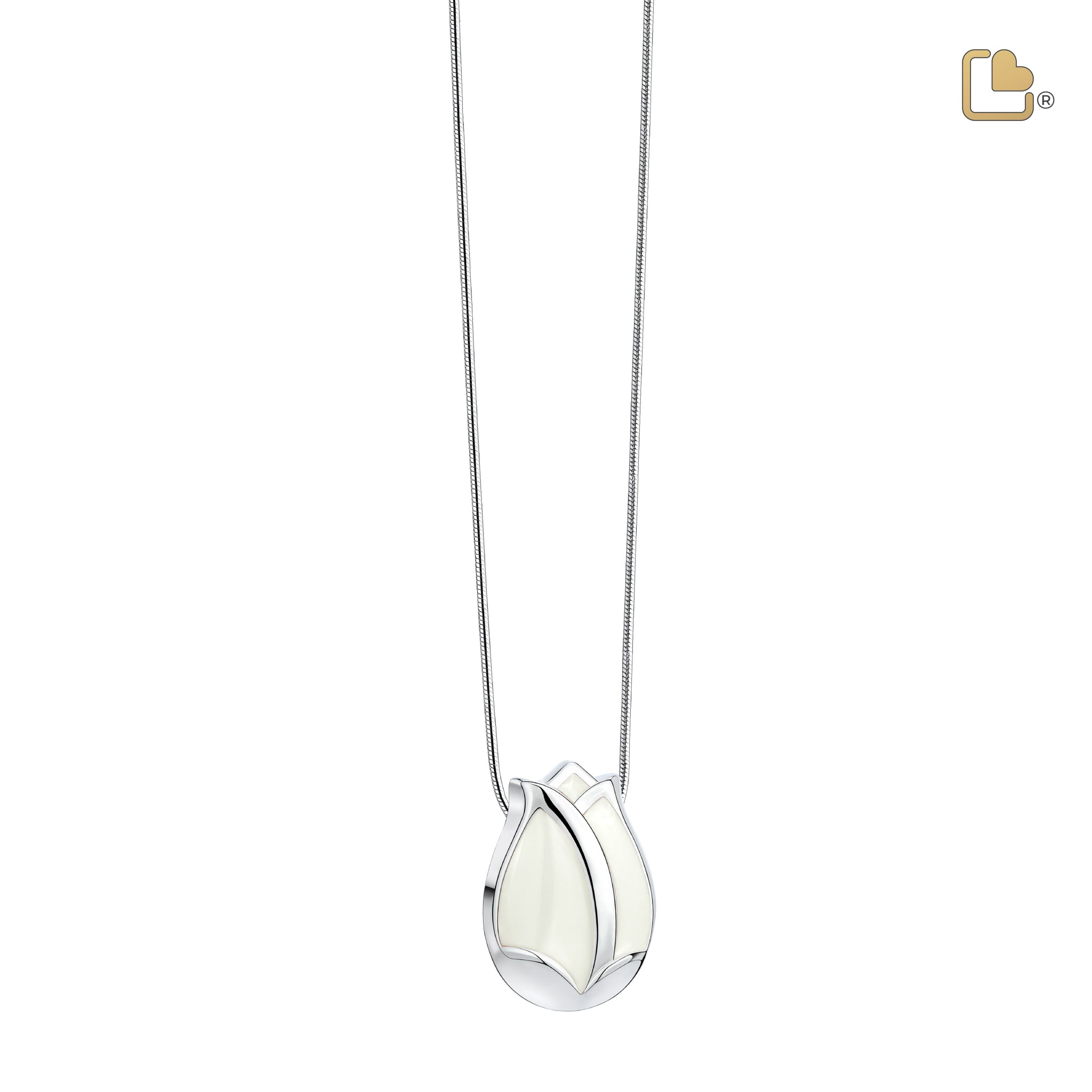tulip ashes pendant pearl white & polished silver tulip ashes pendant pearl white & polished silver