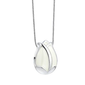 tulip ashes pendant pearl white & polished silver
