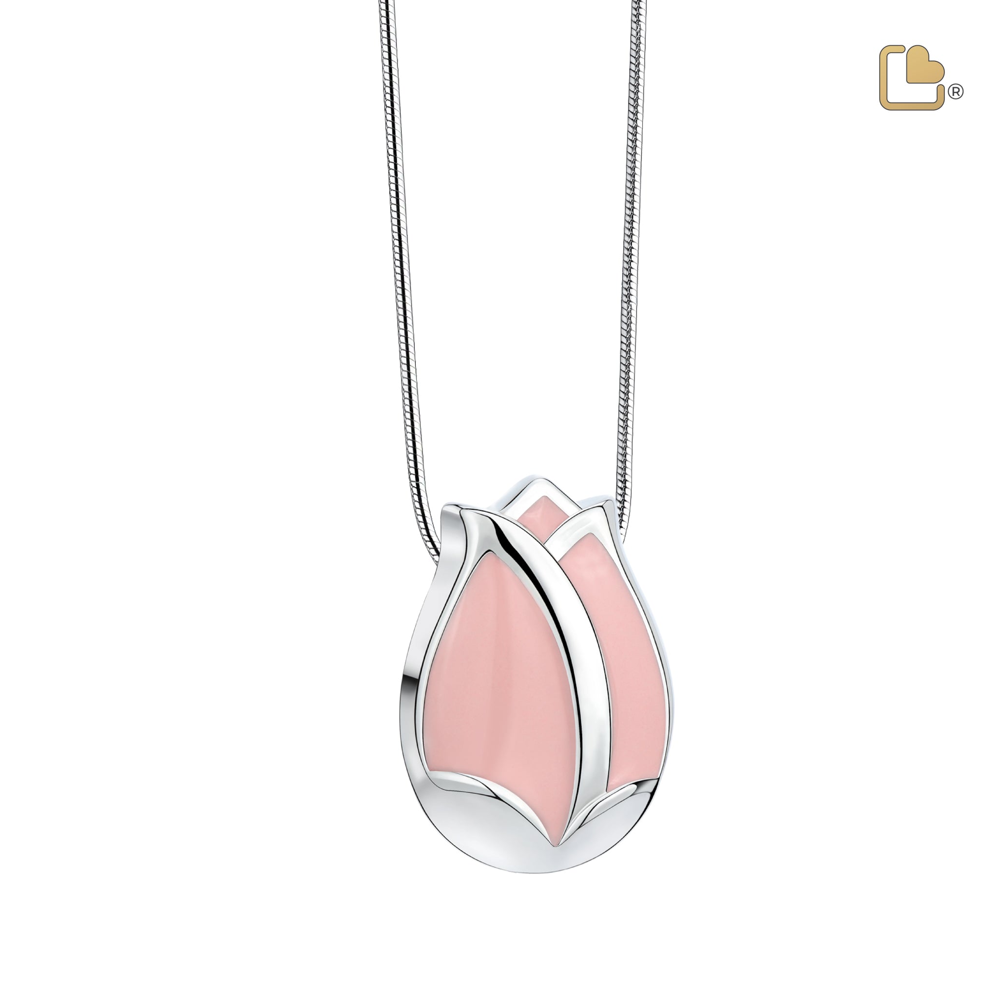 tulip ashes pendant pearl pink & polished silver tulip ashes pendant pearl pink & polished silver