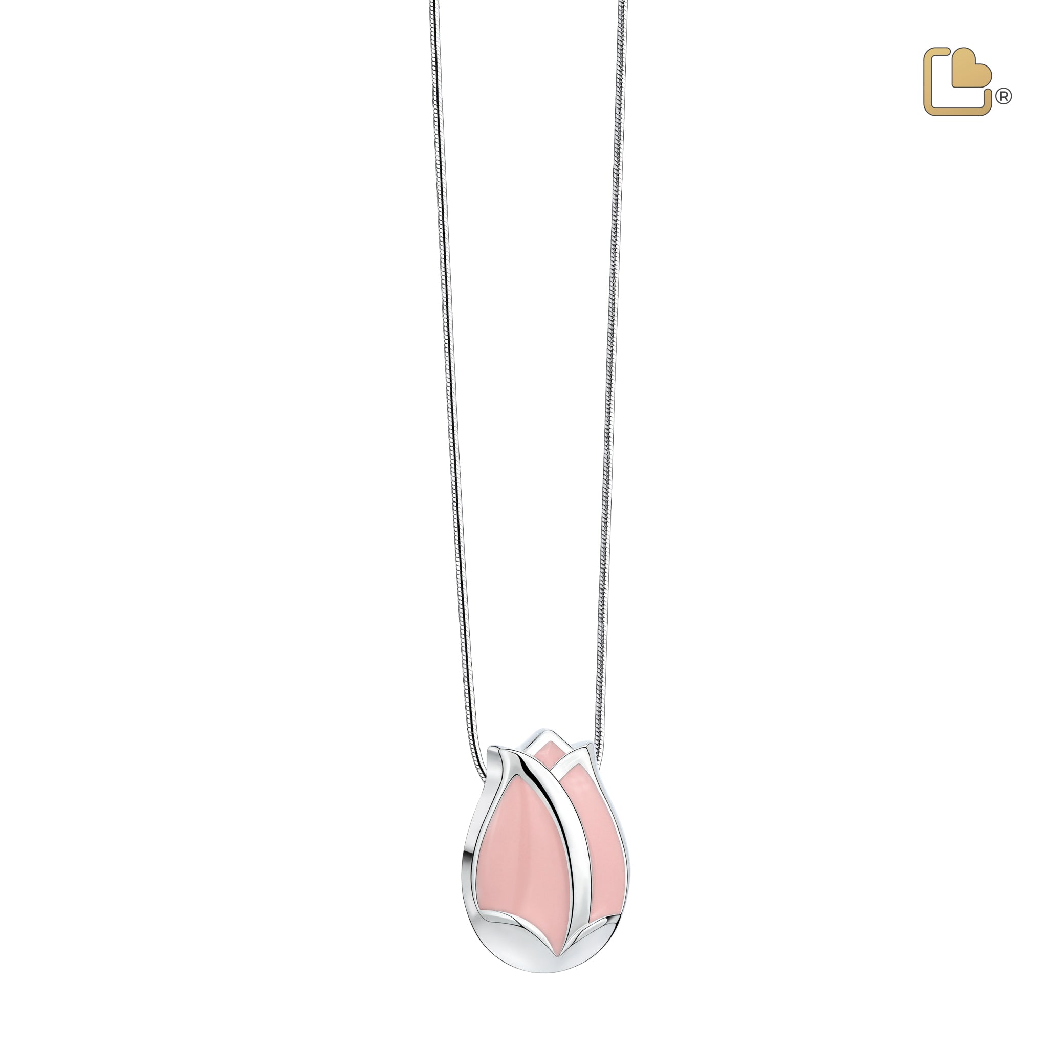 tulip ashes pendant pearl pink & polished silver tulip ashes pendant pearl pink & polished silver