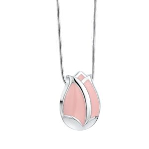 tulip ashes pendant pearl pink & polished silver