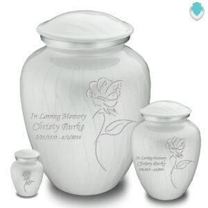candle holder embrace pearl white rose cremation urn