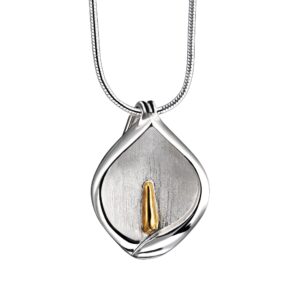 calla lily gold vermeil two tone sterling silver cremation pendant