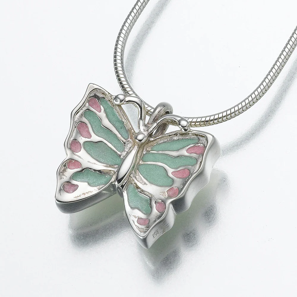 sterling silver butterfly pendant with enameled wings cremation jewelry sterling silver butterfly pendant with enameled wings cremation jewelry