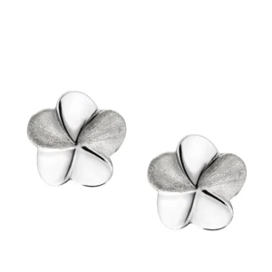 Home bloom rhodium plated two tone sterling silver stud earrings