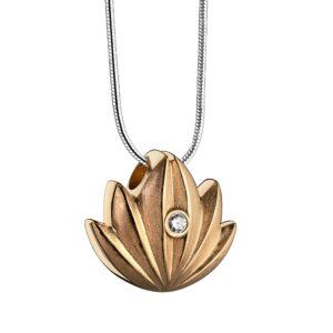 Home gold lotus sterling silver cremation pendant