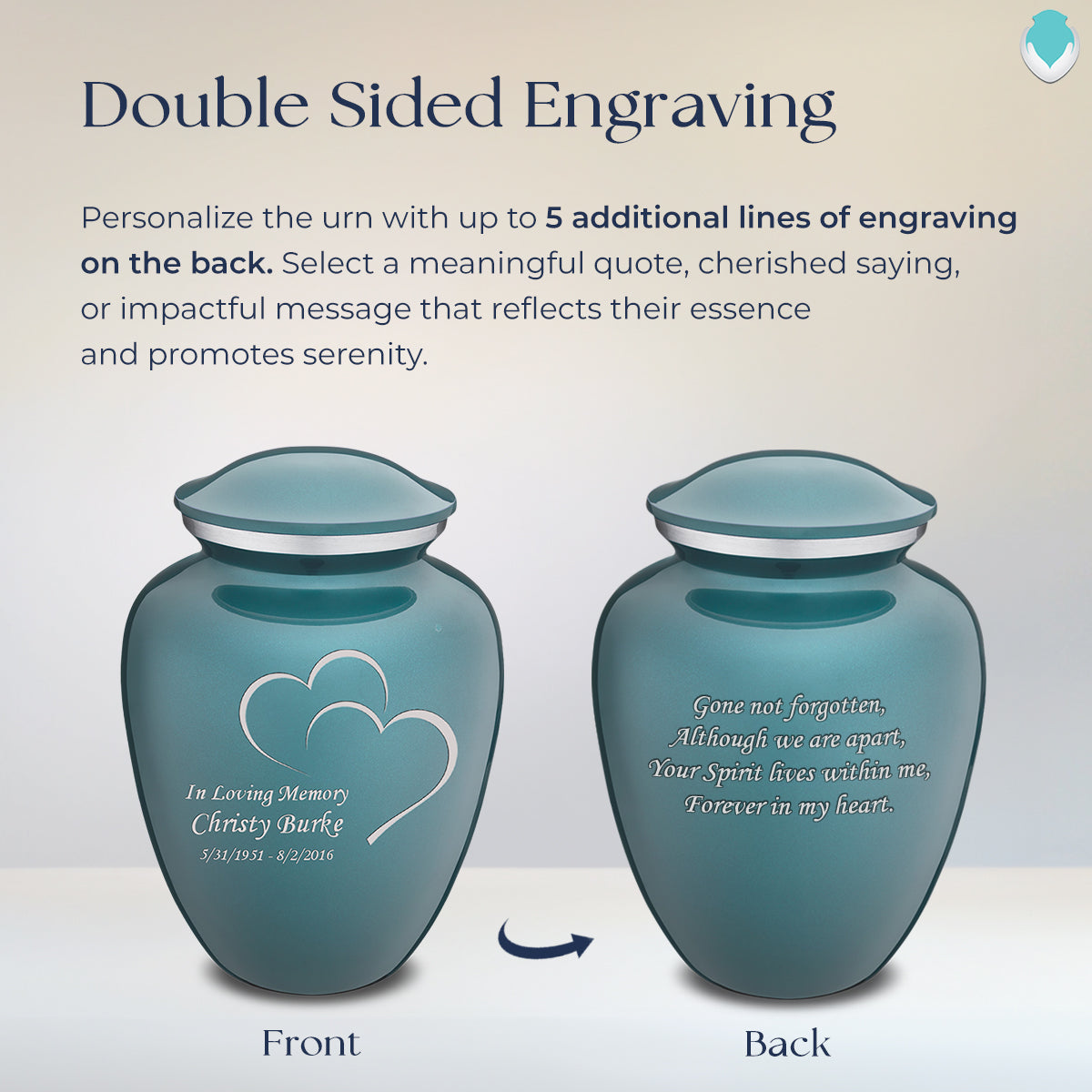 adult embrace teal hearts cremation urn adult embrace teal hearts cremation urn
