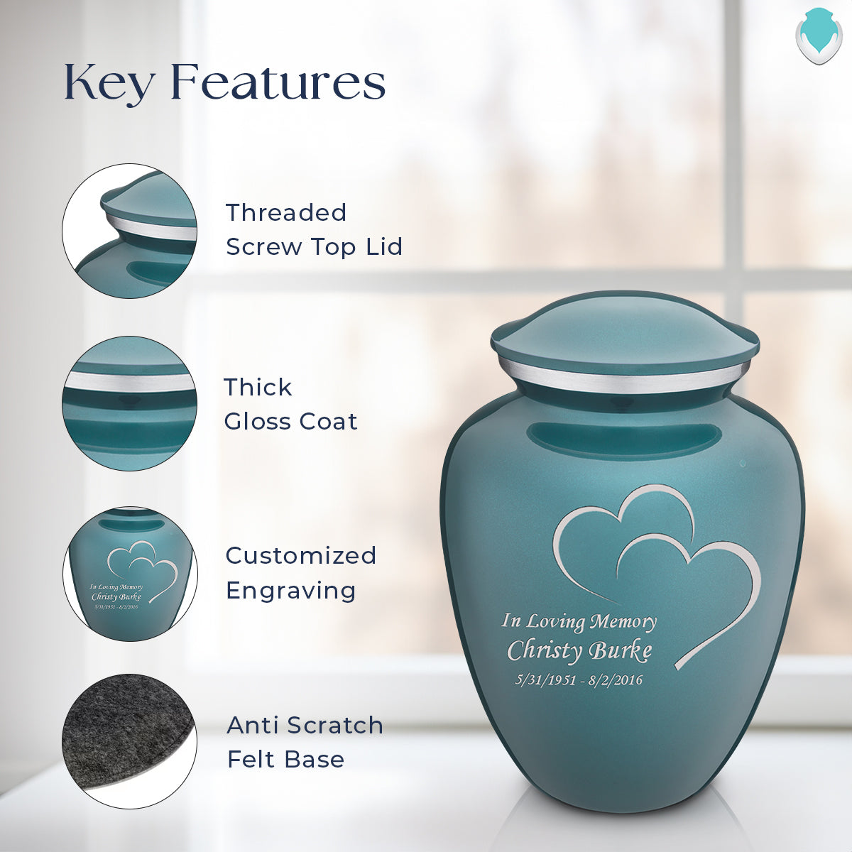 adult embrace teal hearts cremation urn adult embrace teal hearts cremation urn