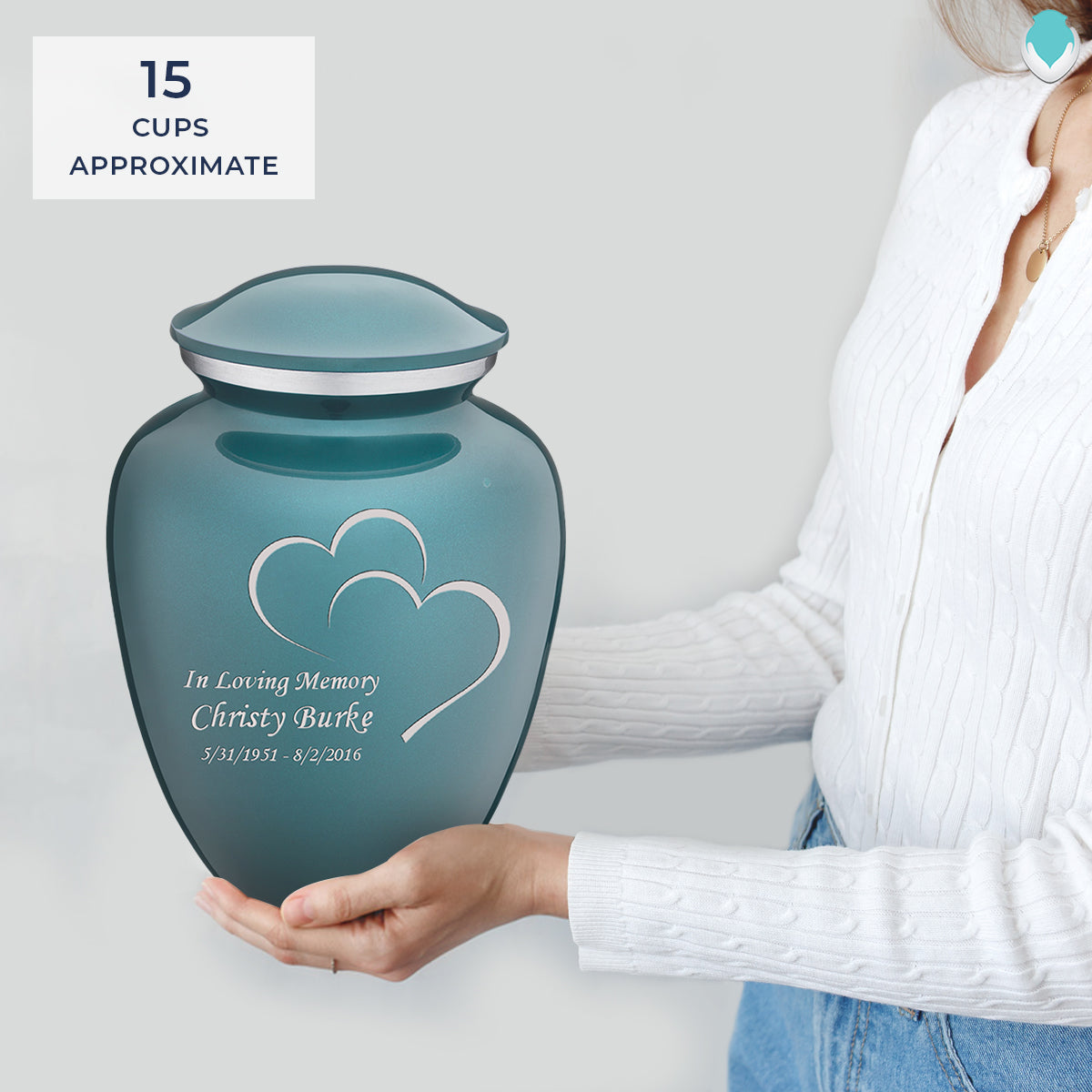 adult embrace teal hearts cremation urn adult embrace teal hearts cremation urn