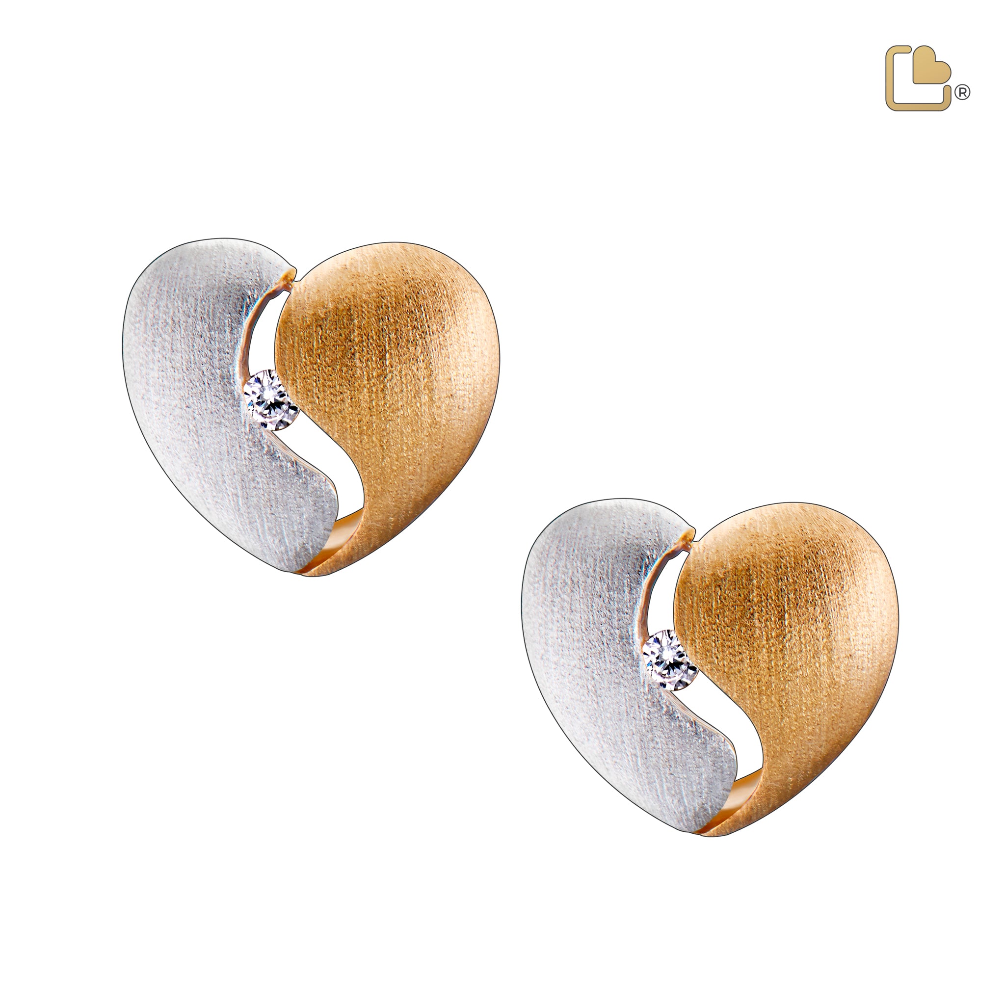 heartfelt with clear crystal gold vermeil two tone sterling silver stud earrings heartfelt with clear crystal gold vermeil two tone sterling silver stud earrings