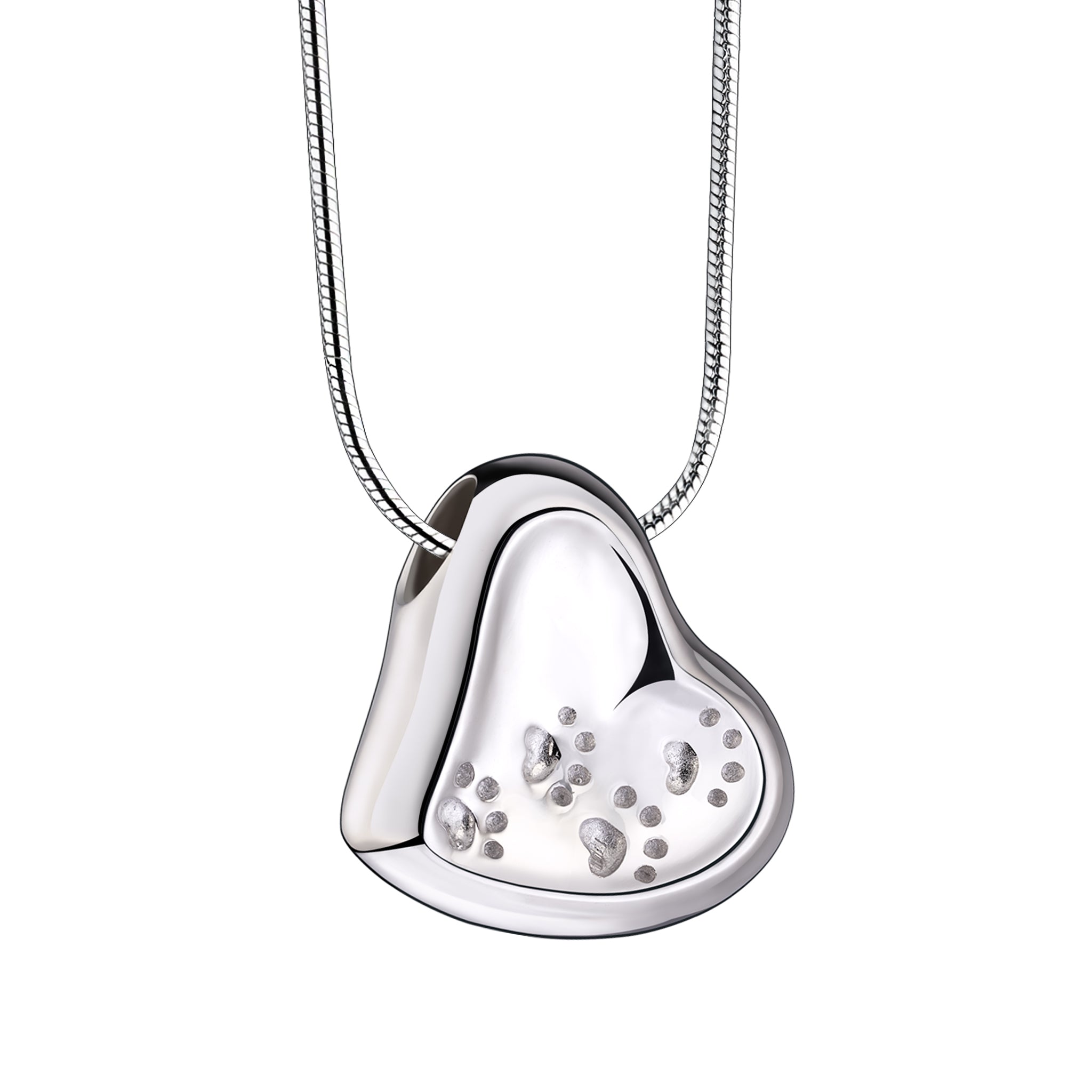 leaning heart with paw prints two tone rhodium plated sterling silver cremation pendant leaning heart with paw prints two tone rhodium plated sterling silver cremation pendant