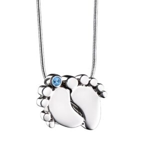 baby feet blue crystal sterling silver cremation pendant